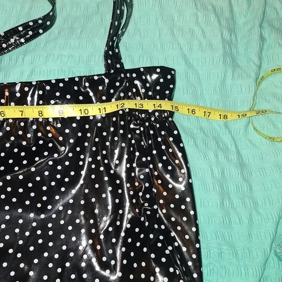 Polka Dot Oilcloth Tote Bag Black and White - Picture 2 of 4